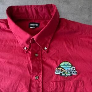 Edwards Great Smoky Mountains Railroad Shirt Men's XL Red Button Up Short Sleeve